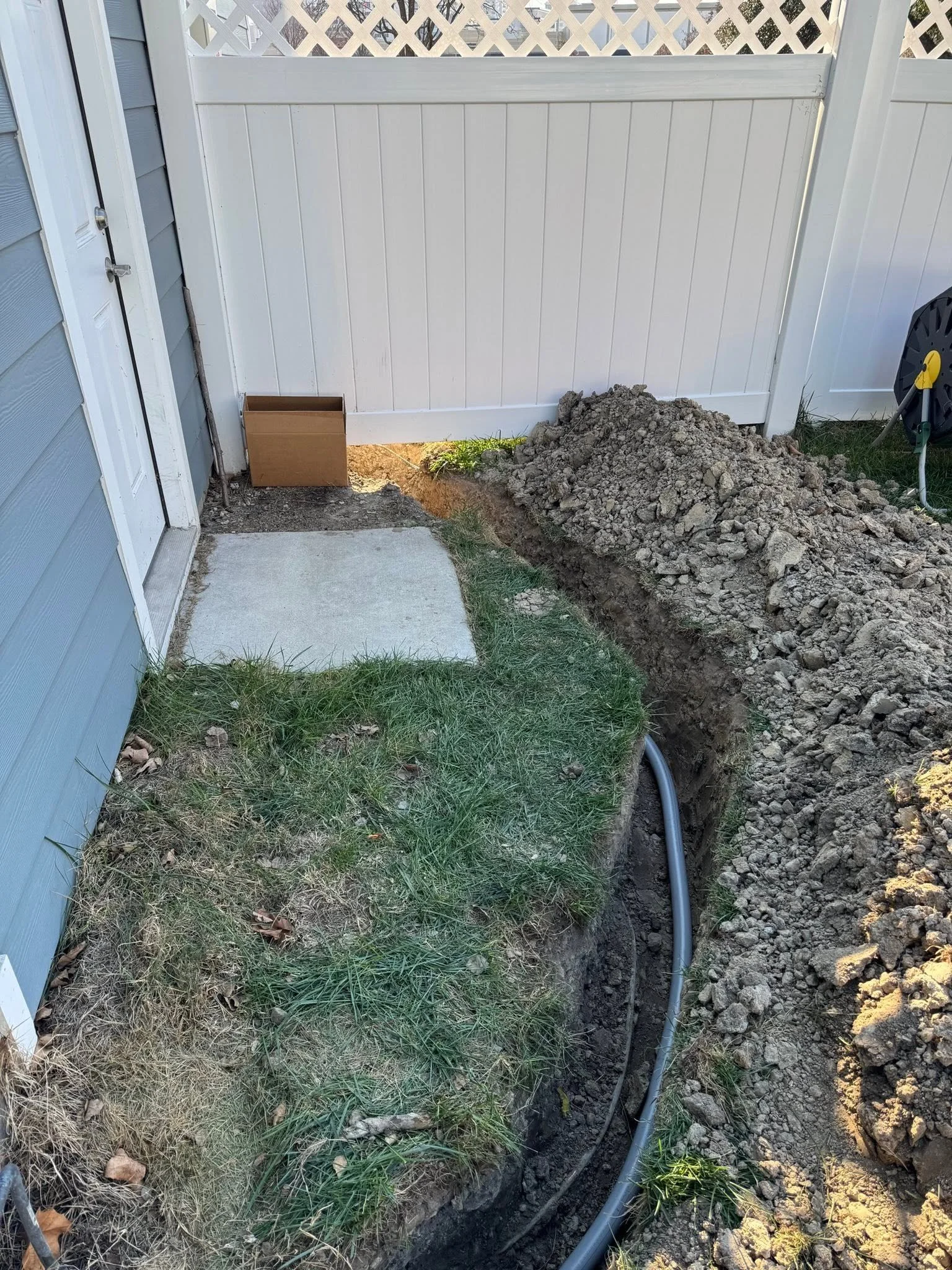 Buried supply routed around what is already in the ground at a Suffolk, VA home