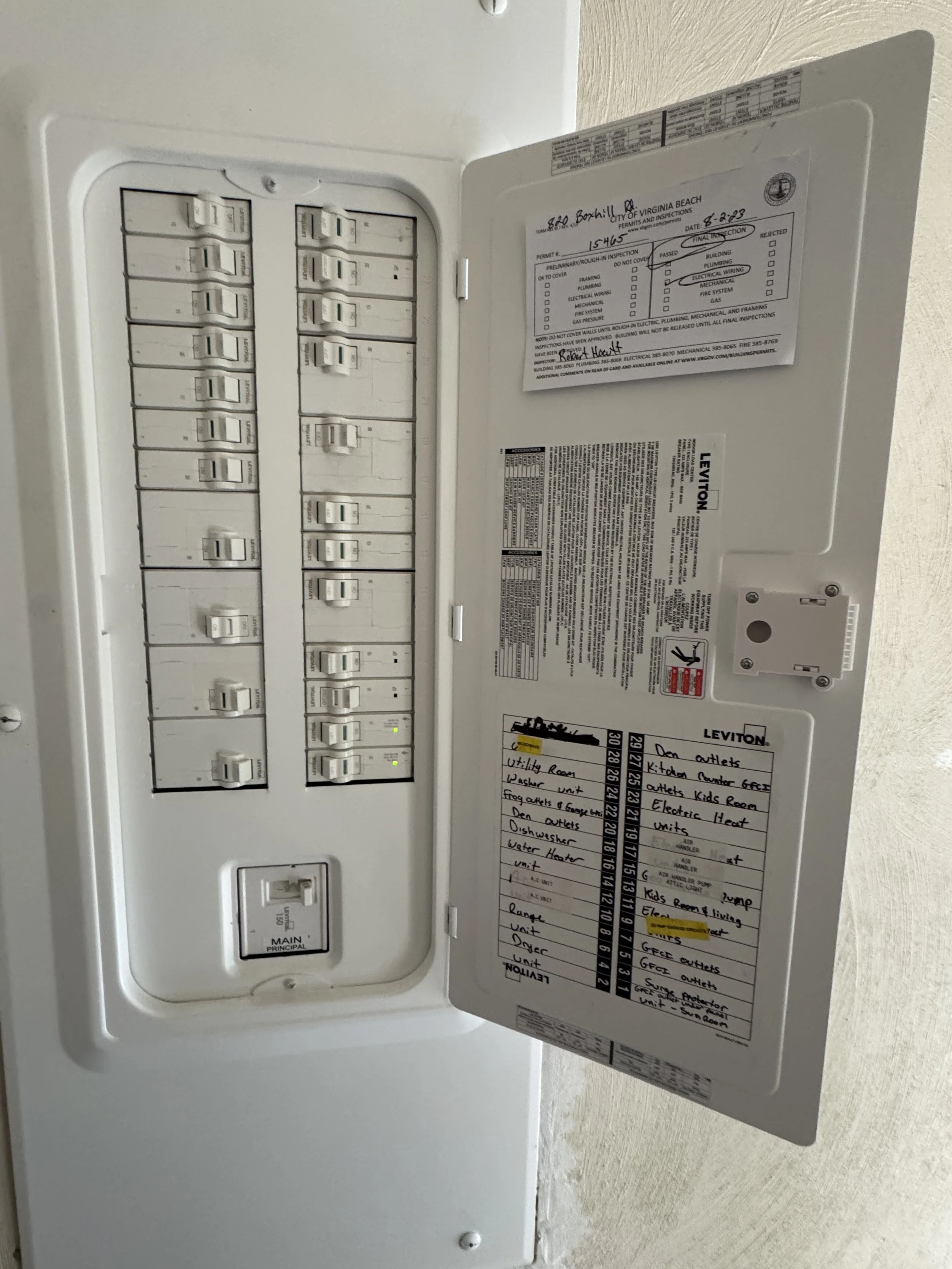 Original panel in a Norfolk, VA home with its directory readable