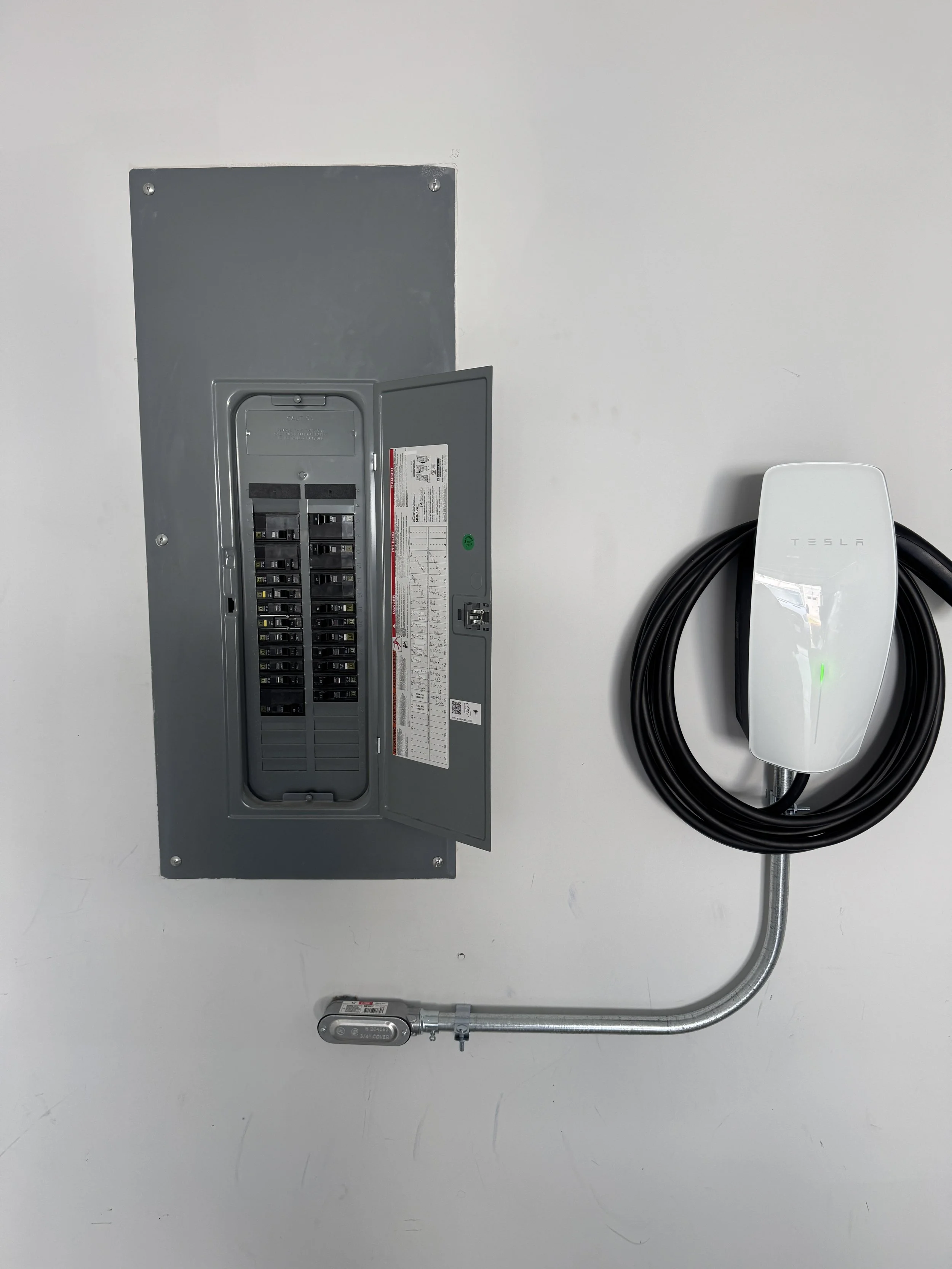 Charging circuit run from the panel of a Portsmouth, VA home to a wall connector