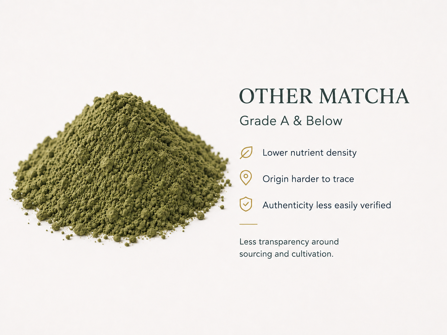 Illustrative lower grade matcha colour comparison