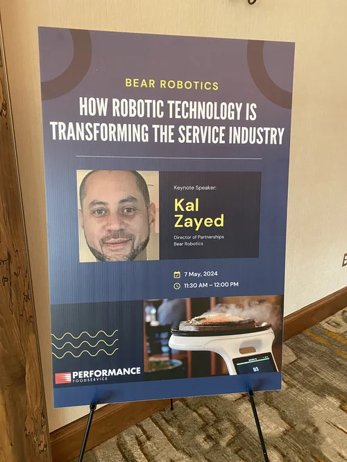 Kal Zayed keynote banner, Bear Robotics