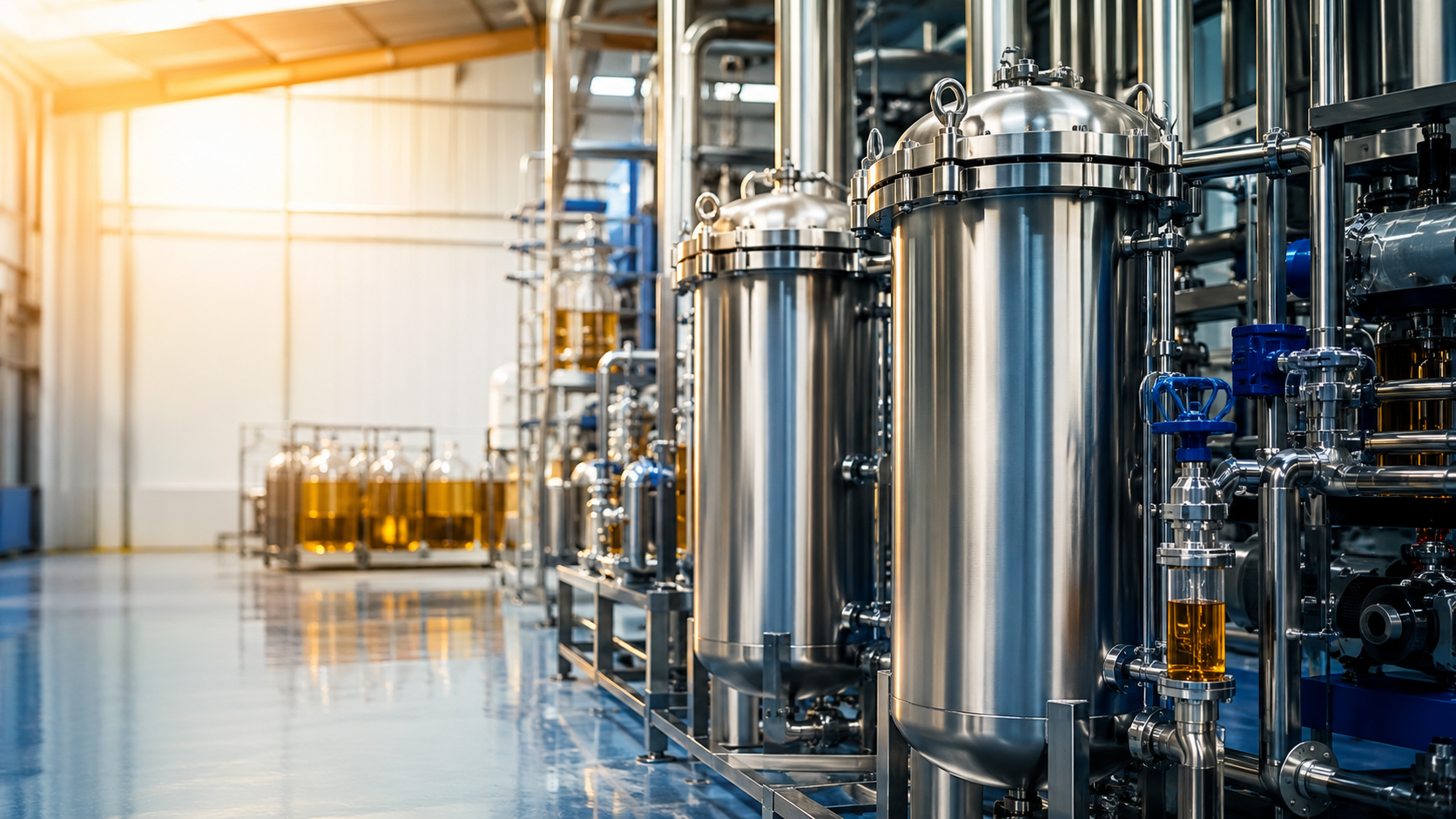Industrial vegetable oil refining and filtration facility