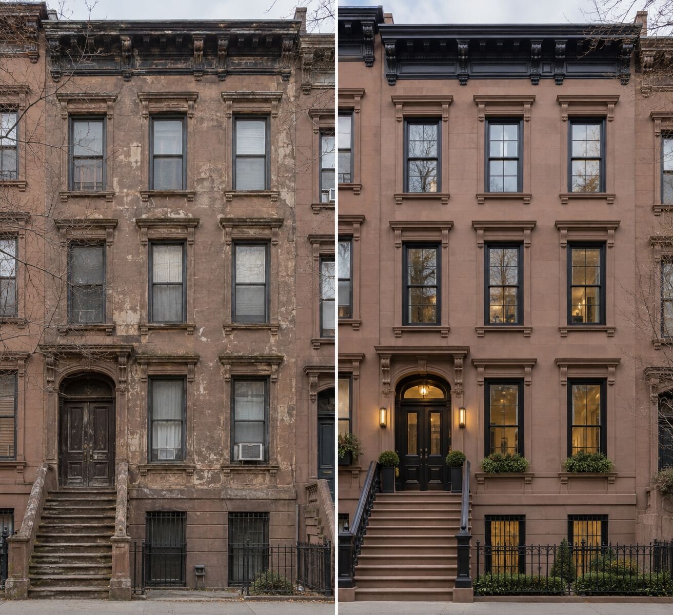 Brooklyn brownstone before and after restoration