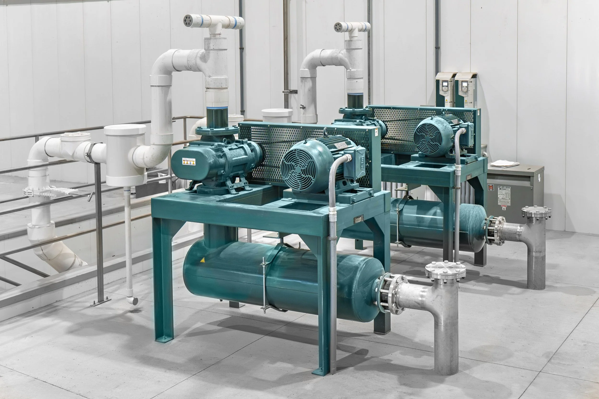 Industrial air compressors installed by Automated Dairy