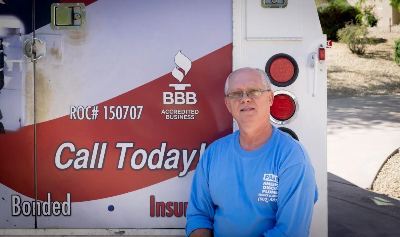 Pavel Farcas of American Discount Plumbing on a Phoenix tankless water heater job.
