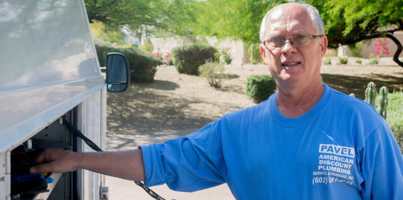 American Discount Plumbing testing a gas line in Phoenix.