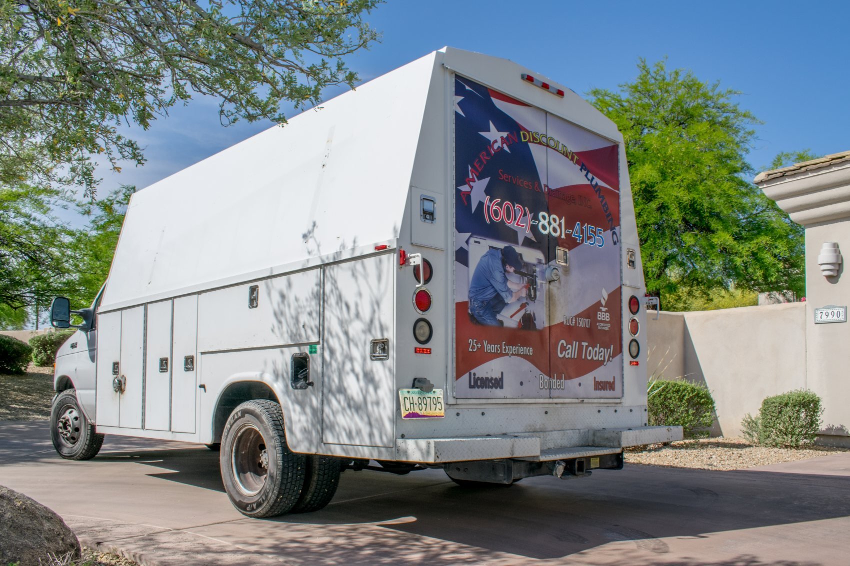 American Discount Plumbing service truck on a Phoenix gas line job.