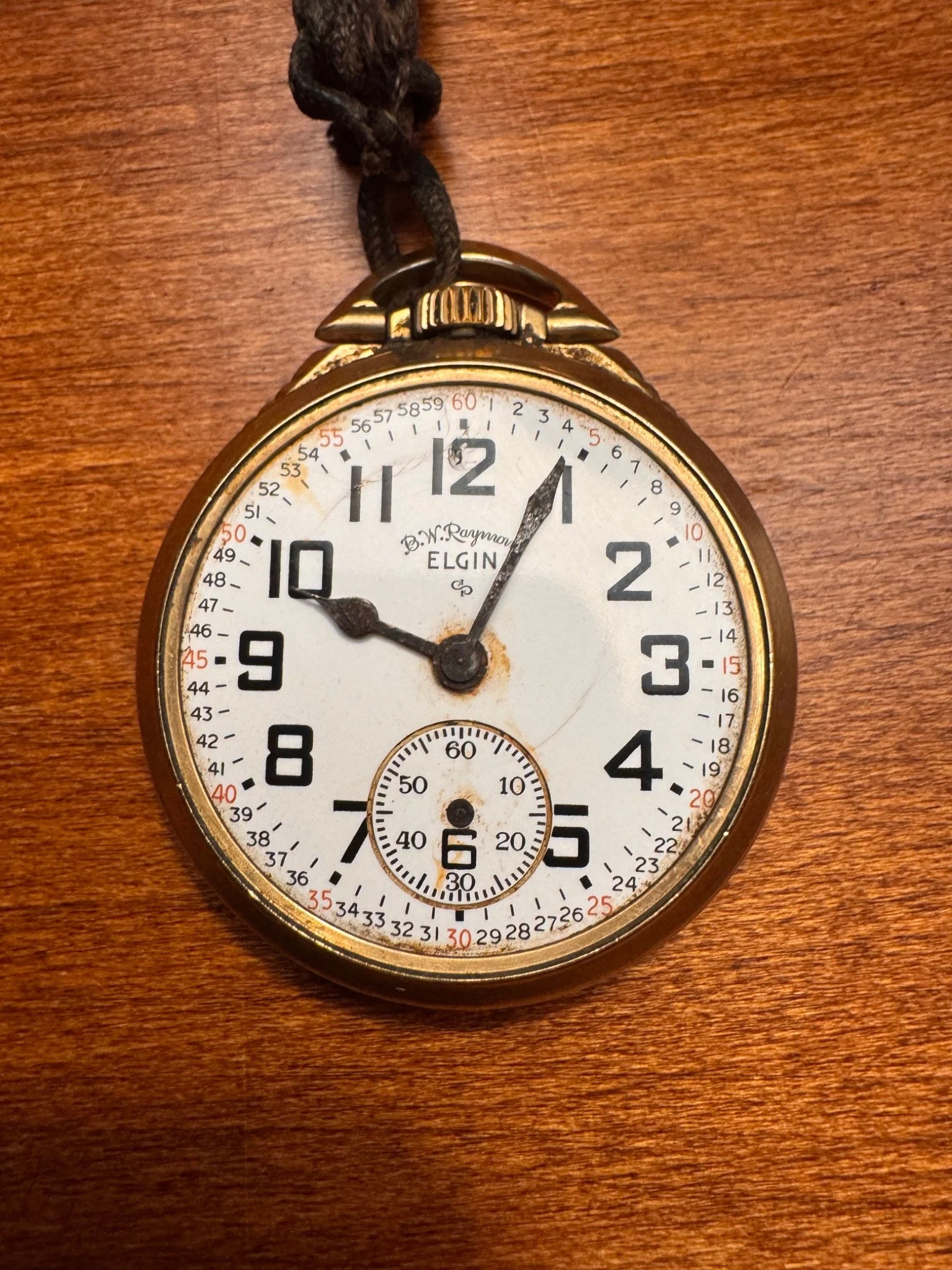Jacob’s grandfather’s Elgin pocket watch before its movement and glass repair