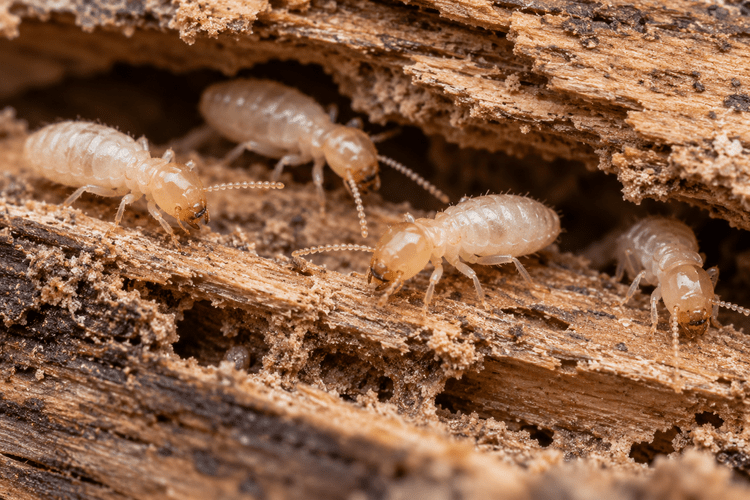 Illustrative termites in damaged timber