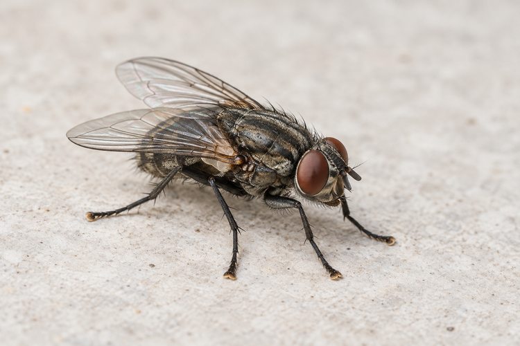 Housefly on a pale surface