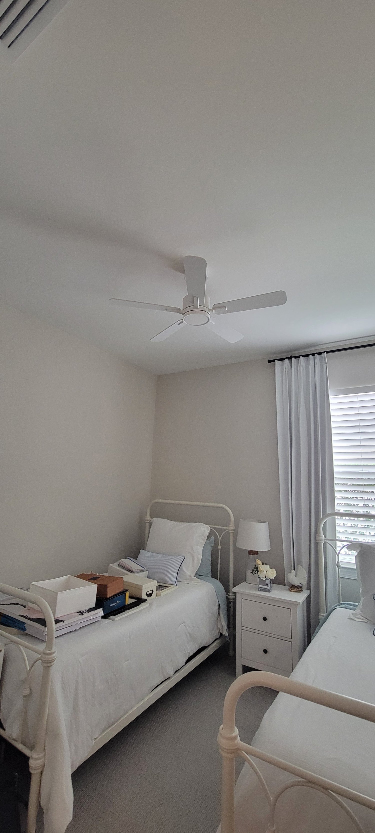 Bedroom ceiling fan installation