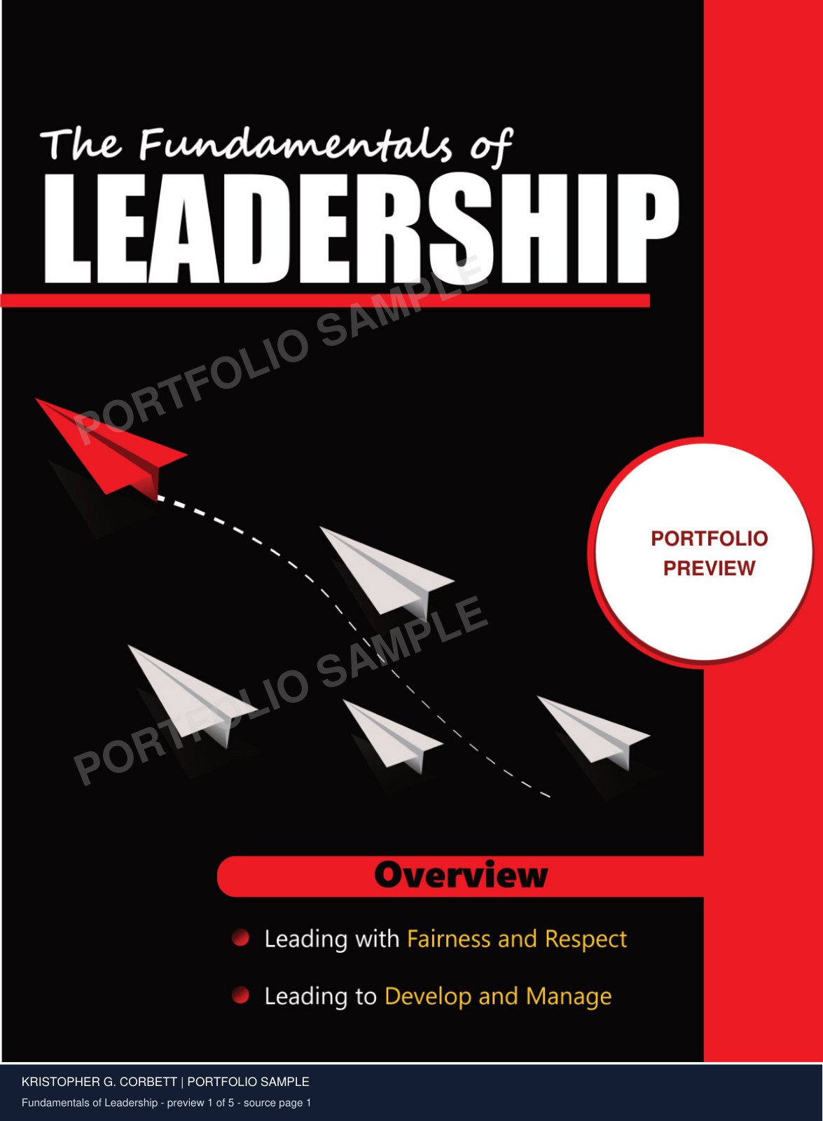 Fundamentals of Leadership, sample 1 of 5. Cover design establishes a consistent visual identity for the participant guide.