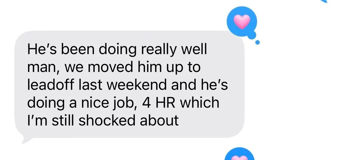Parent message about player progress and four home runs