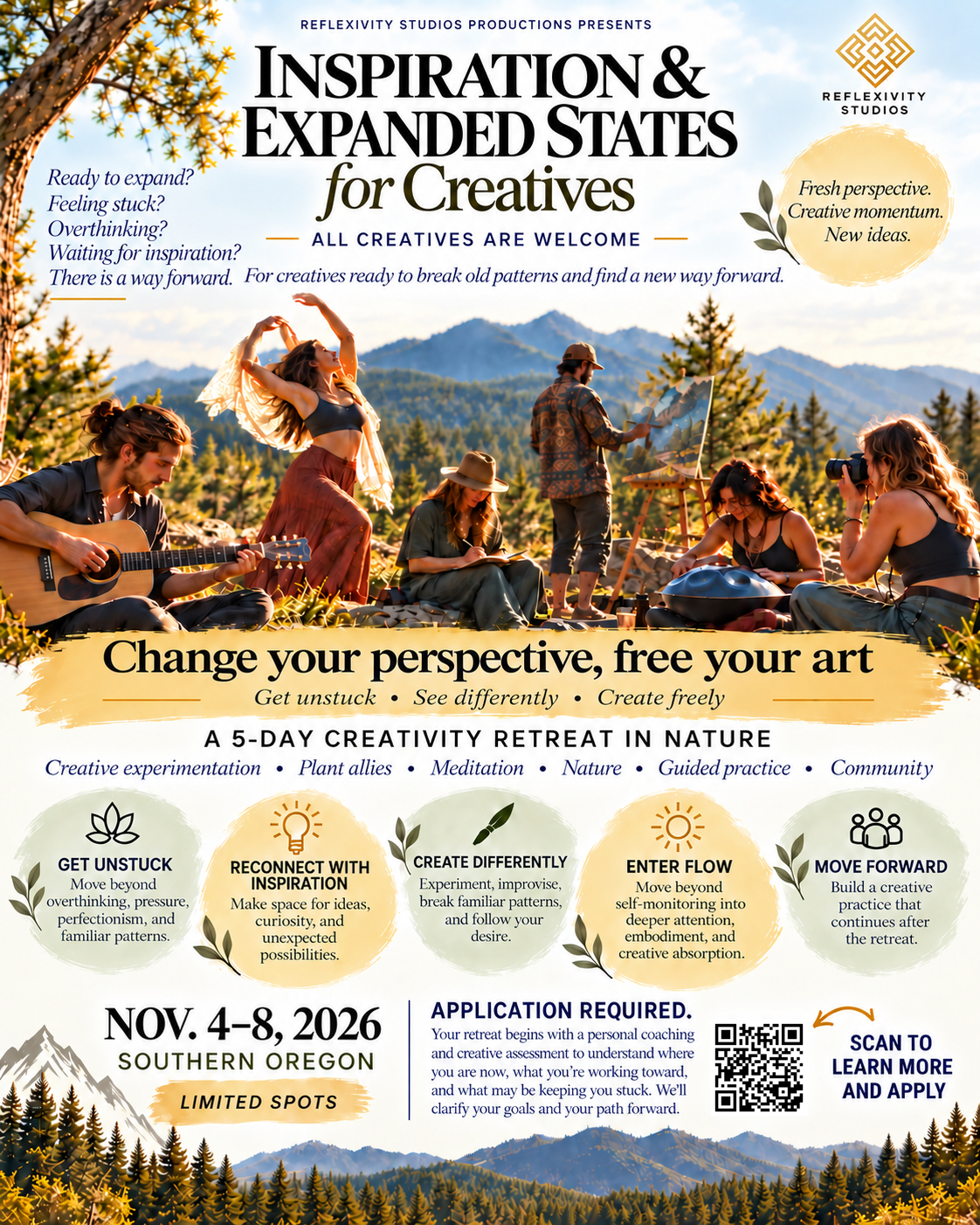 Inspiration and Altered States for Creatives retreat poster
