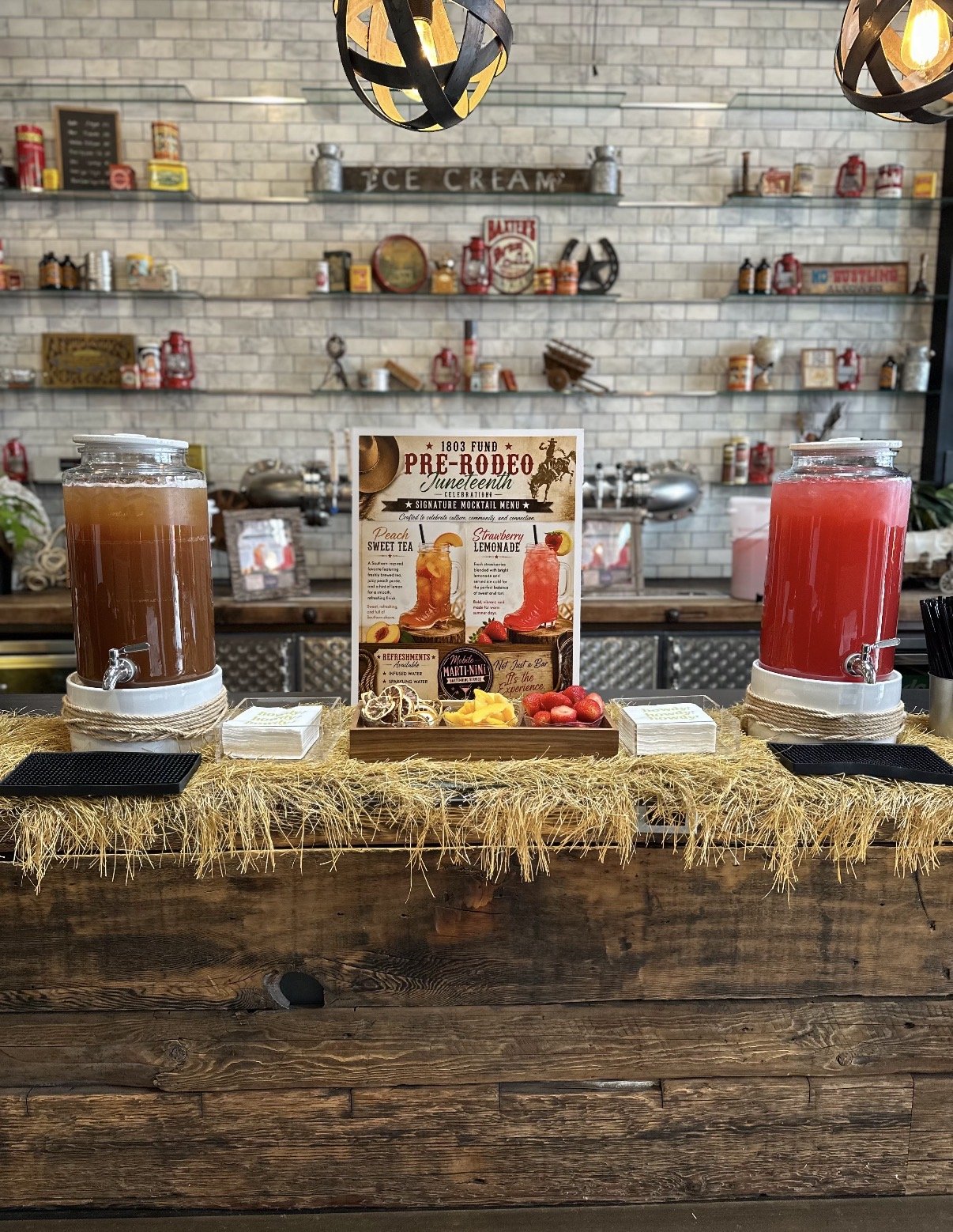 Western themed zero-proof beverage display