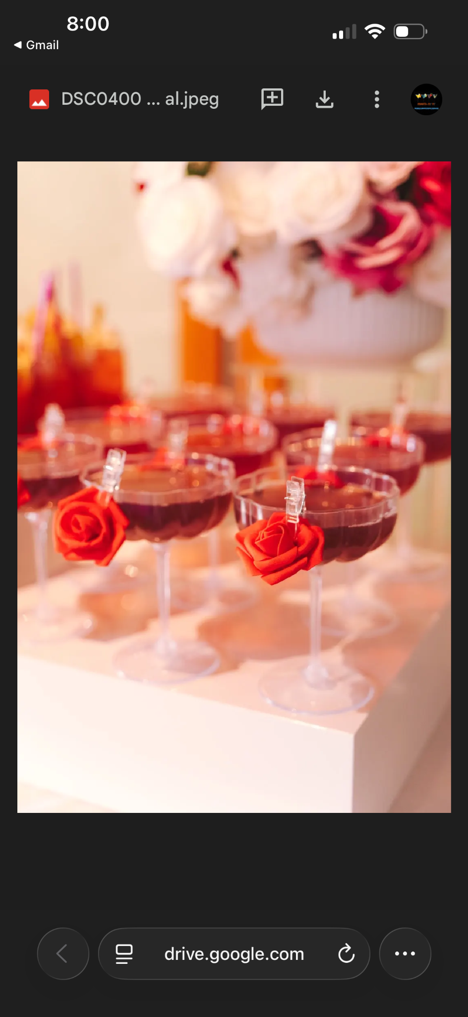 Rose-toned signature cocktails