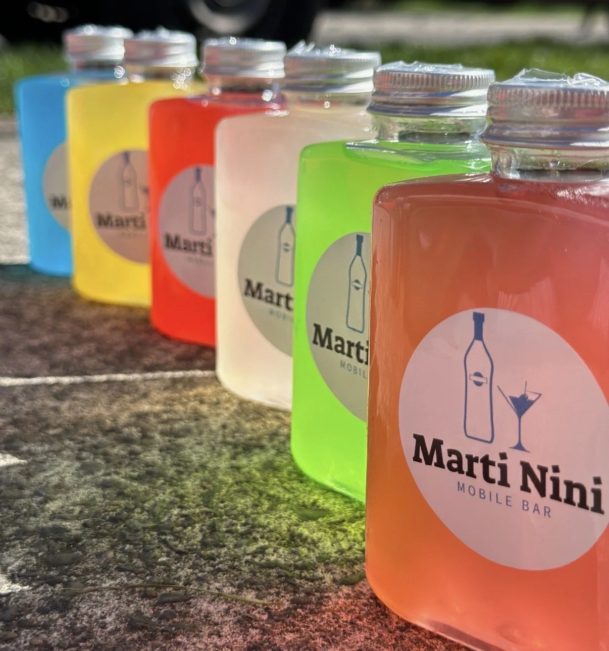 Colorful Marti NiNi bottle service flasks