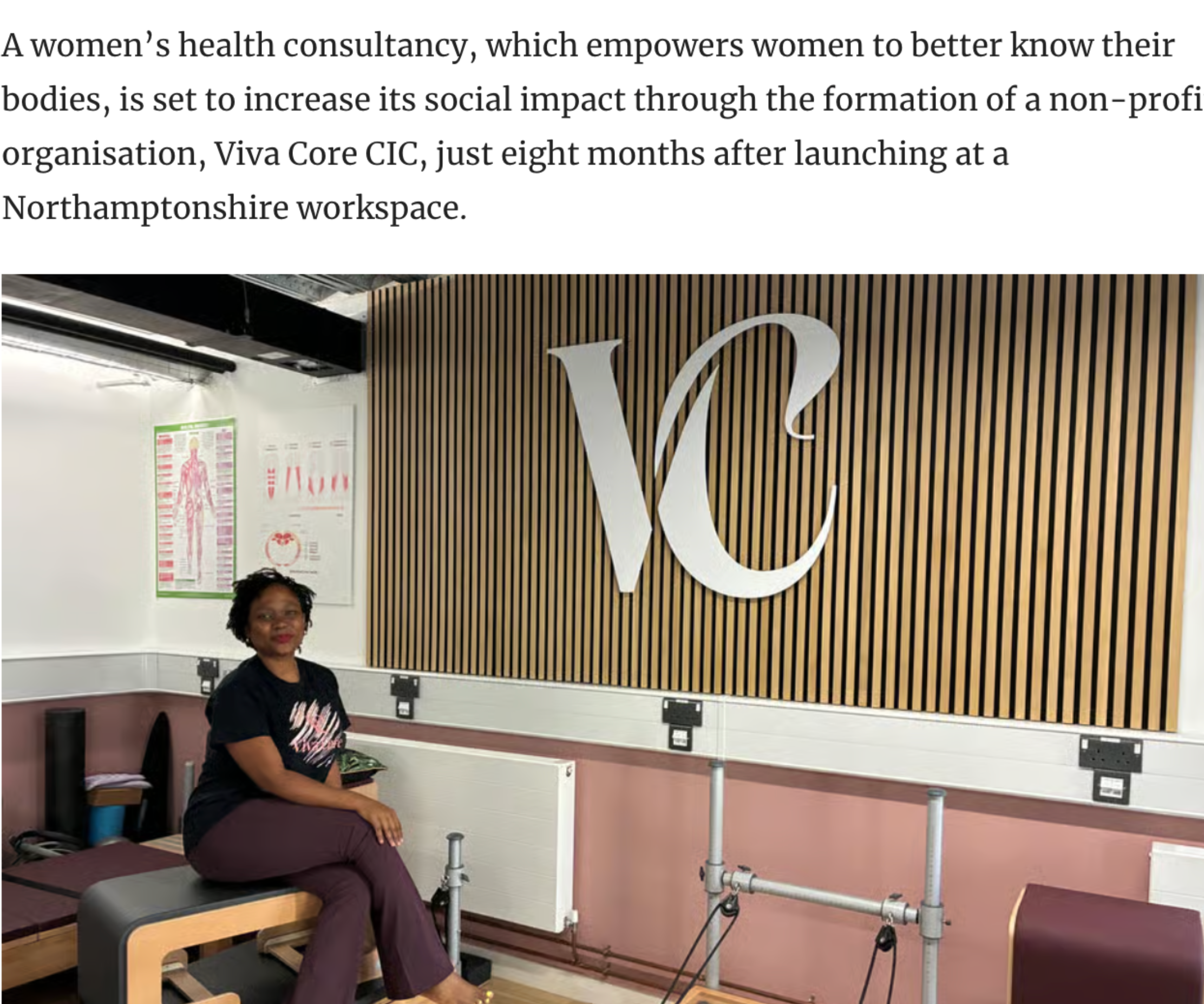 Chronicle & Echo article photo of Joyce in the Viva Core studio