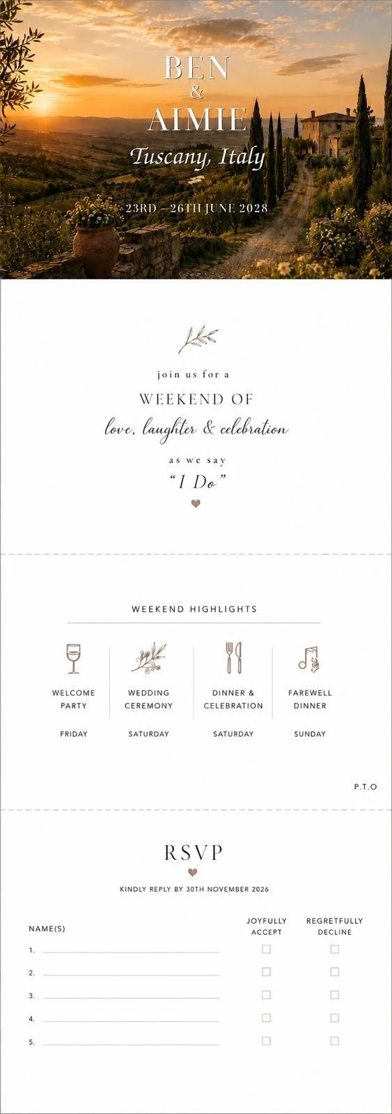 Ben and Aimie wedding invitation
