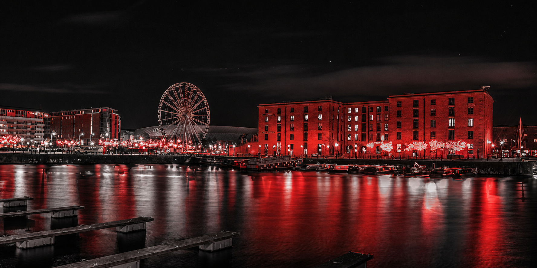 Liverpool waterfront at night
