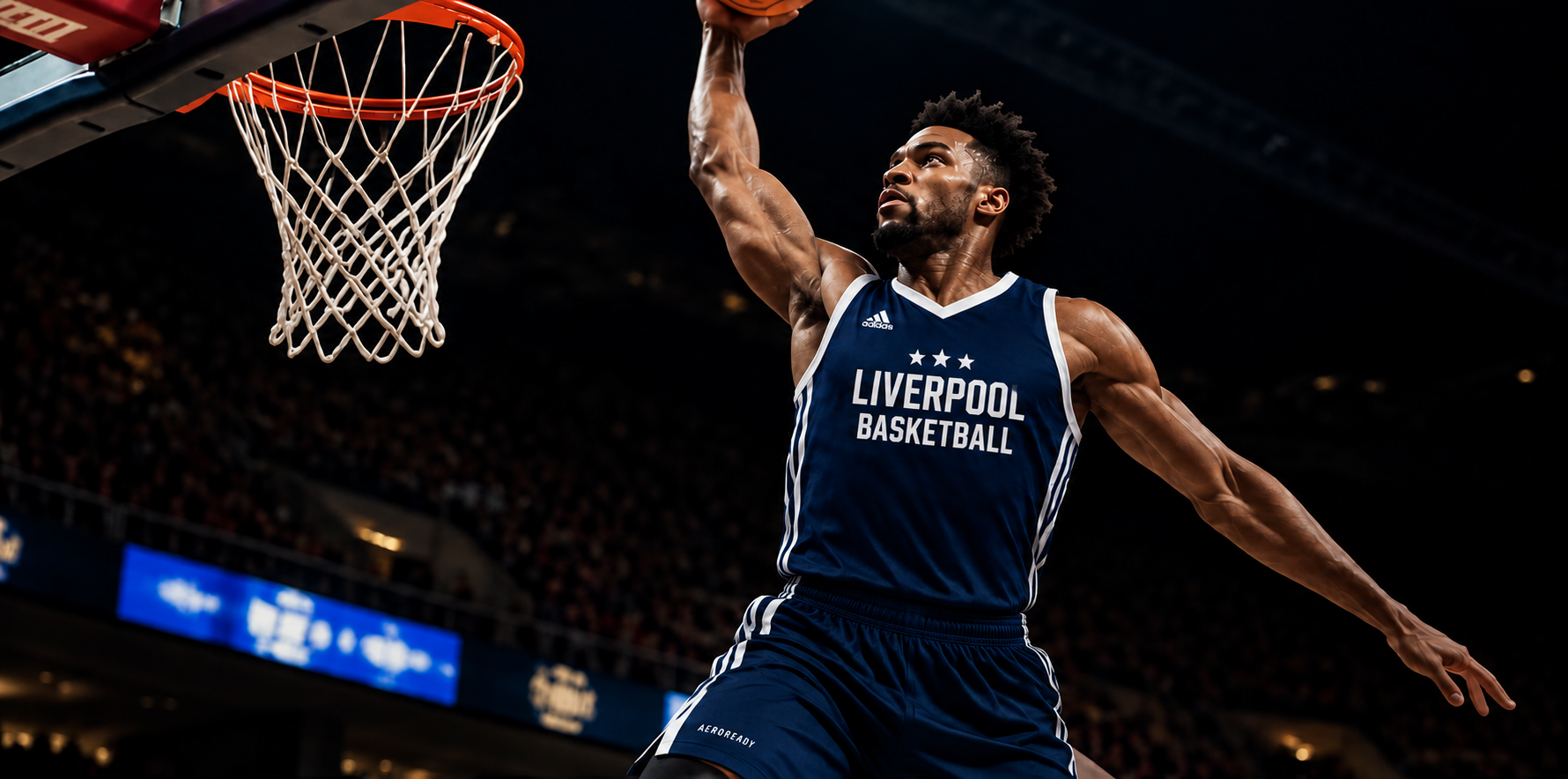 Liverpool Basketball player in the blue uniform