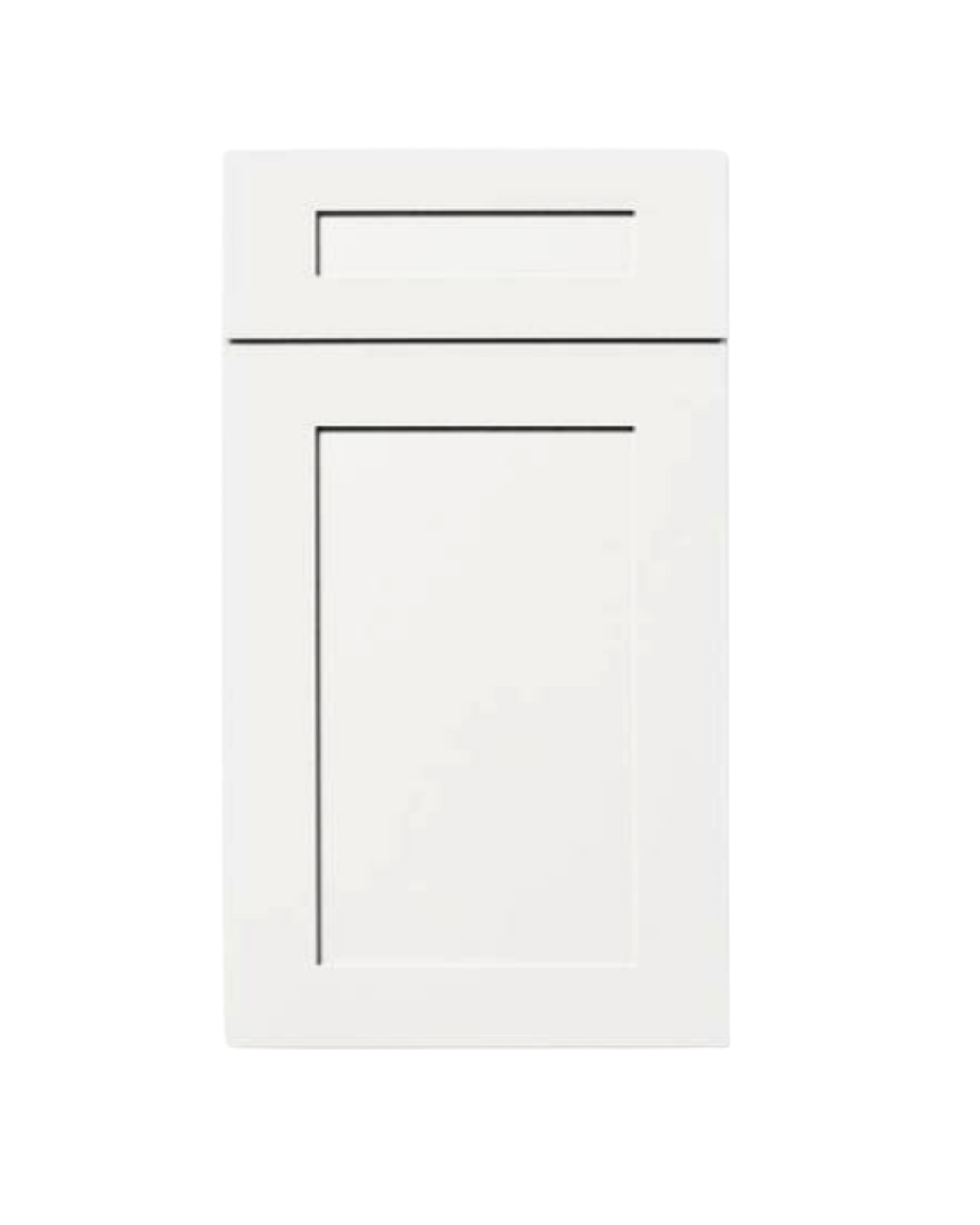 Standard shaker style cabinet door, white painted finish