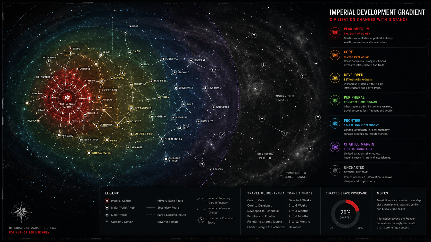 Map showing the scale of the galaxy and the comparatively limited reach of human civilization
