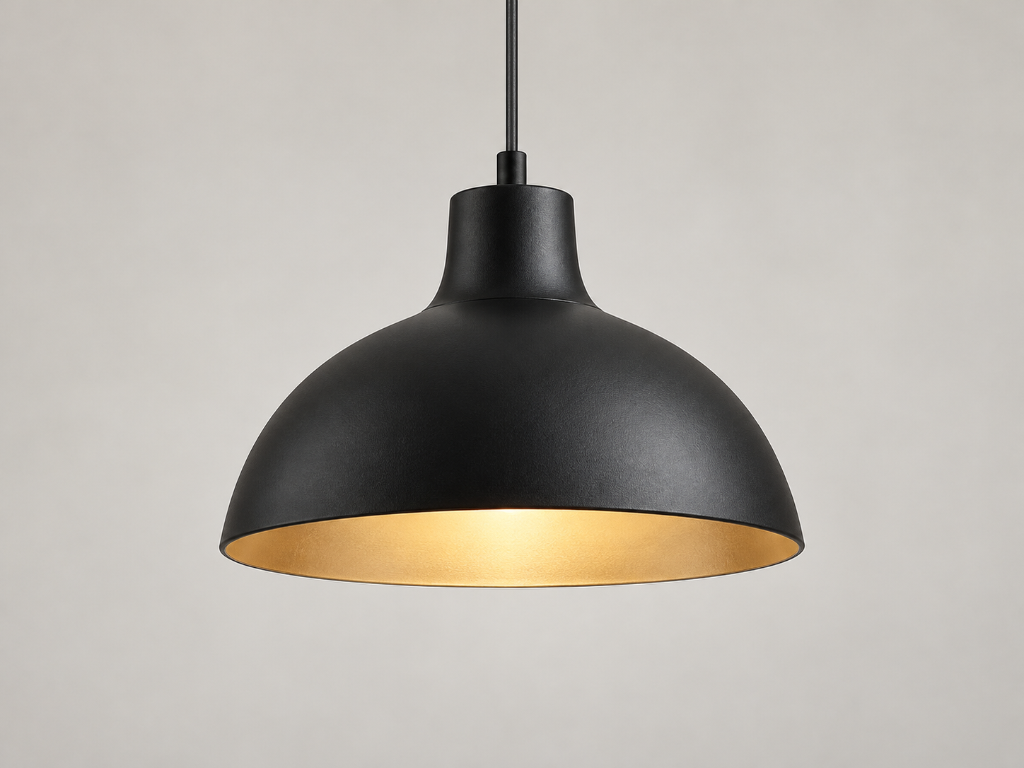 Black pendant light with warm lighting