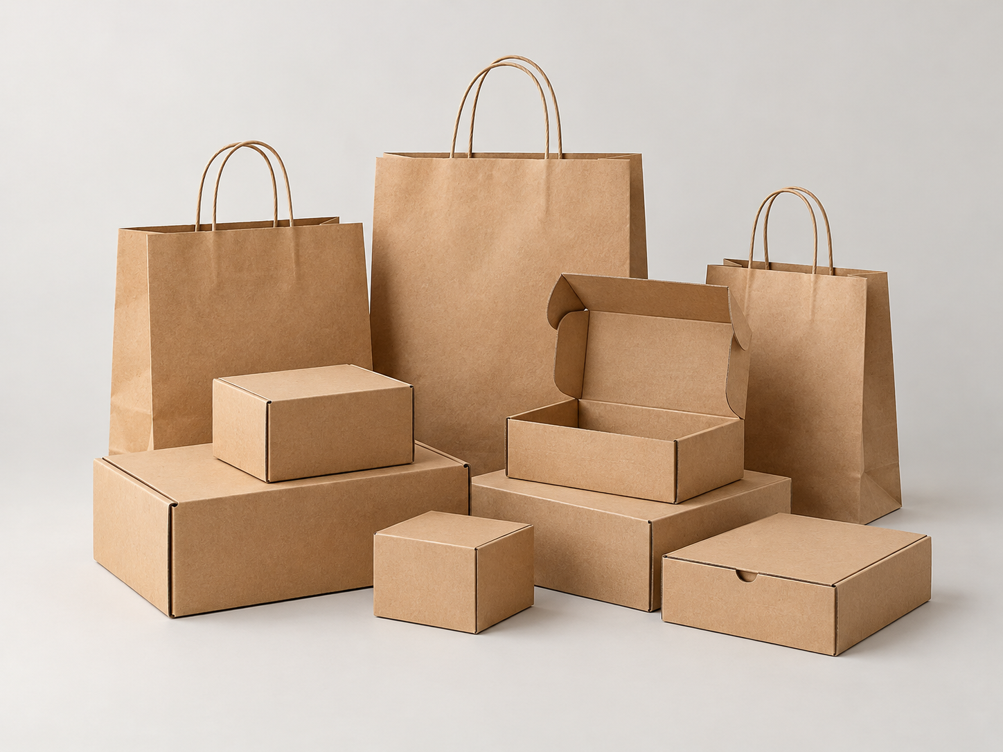 Kraft paper bags and folding packaging boxes
