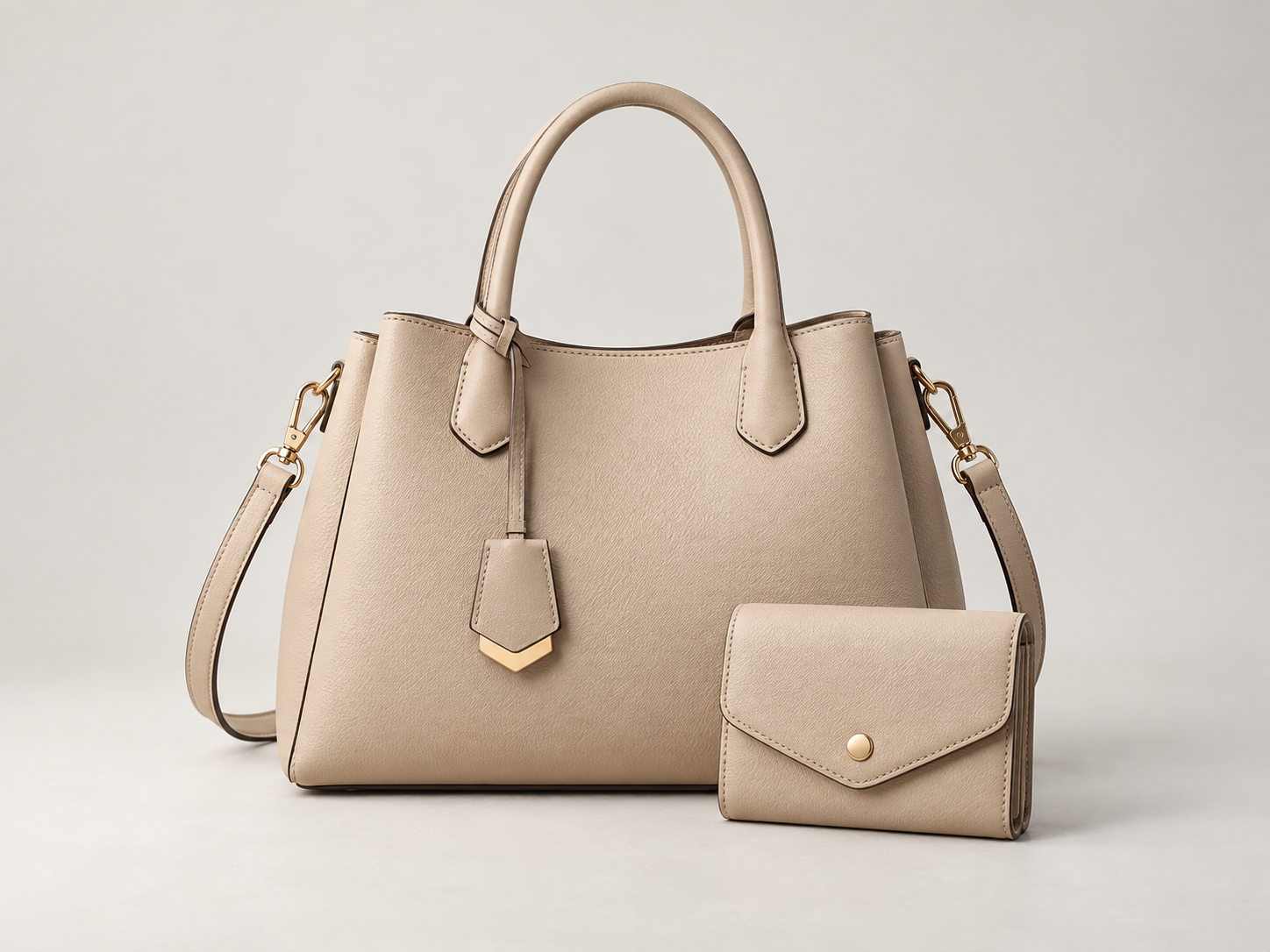 Beige handbag and matching wallet