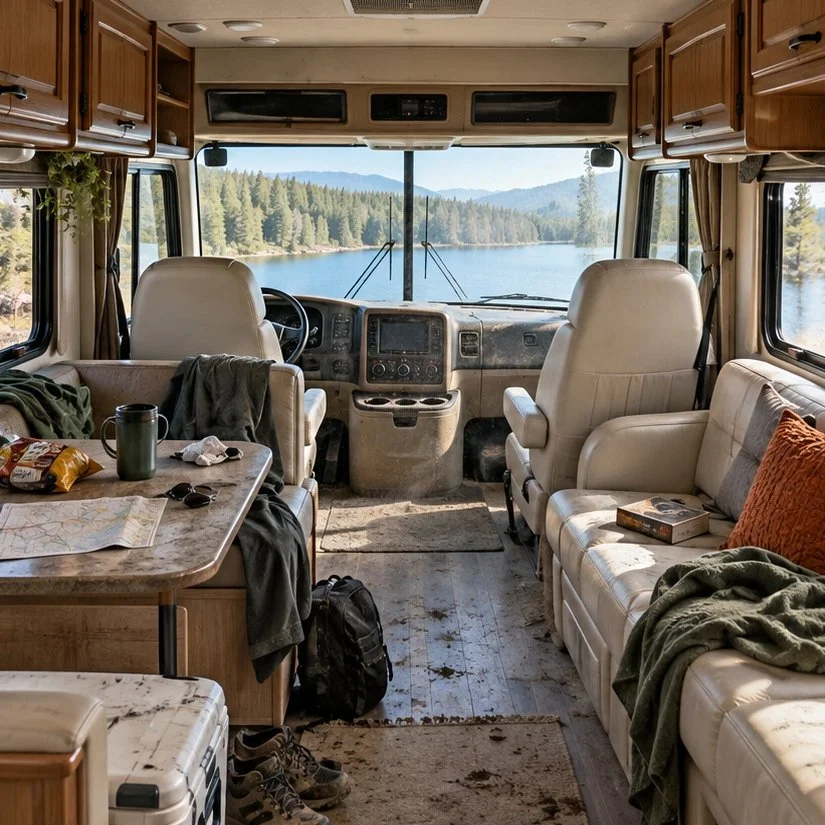RV before professional interior detailing