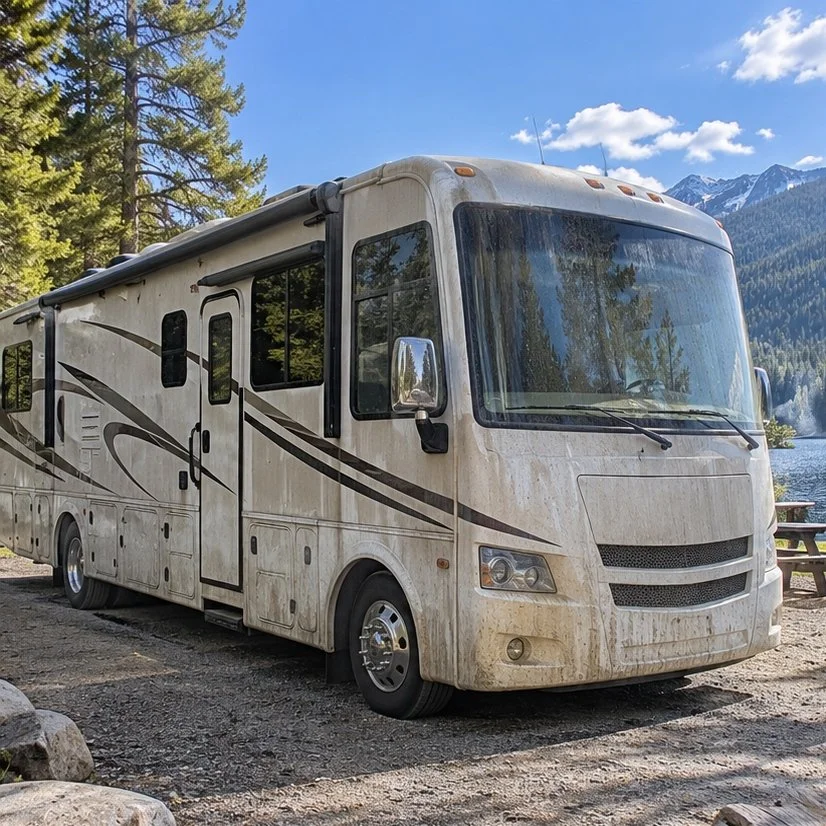 RV before professional exterior detailing