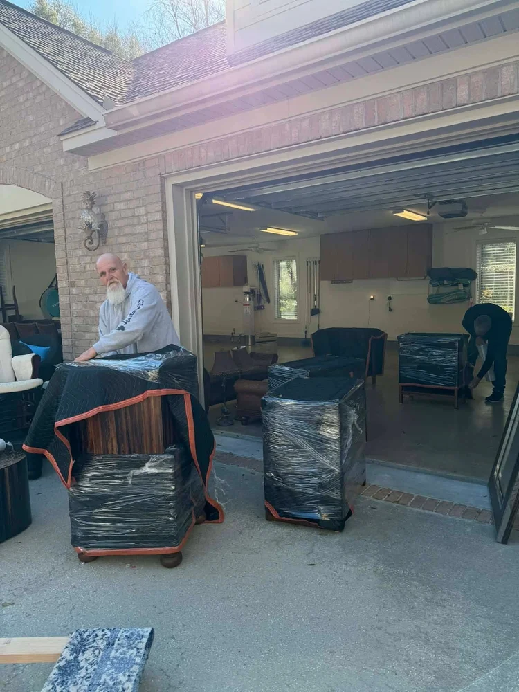 Furniture wrapped and ready for a Salty Seagull move