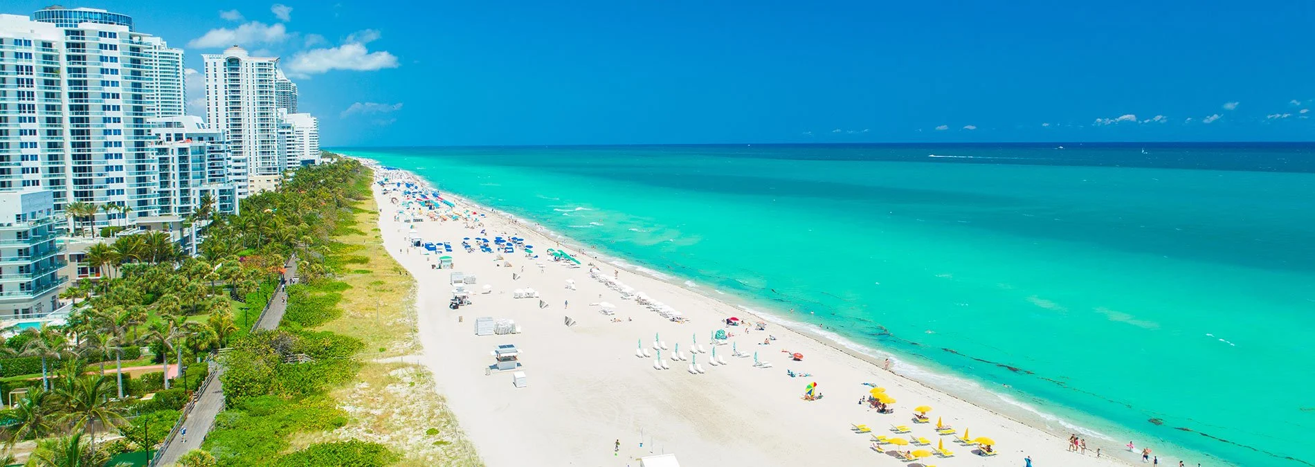 Aerial view of the beach and coastal skyline near Longboat Key, Florida