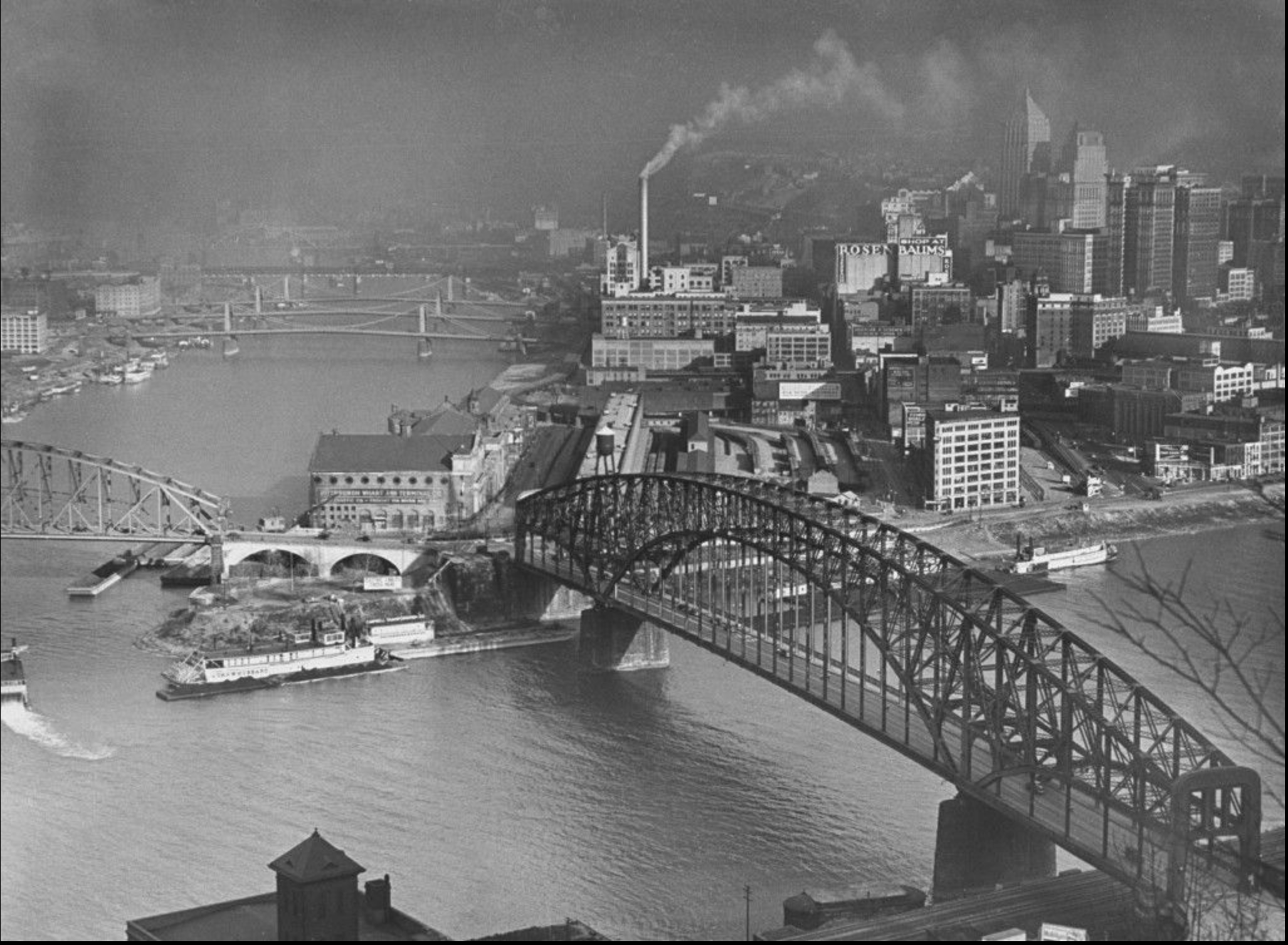 Historic Pittsburgh industrial skyline