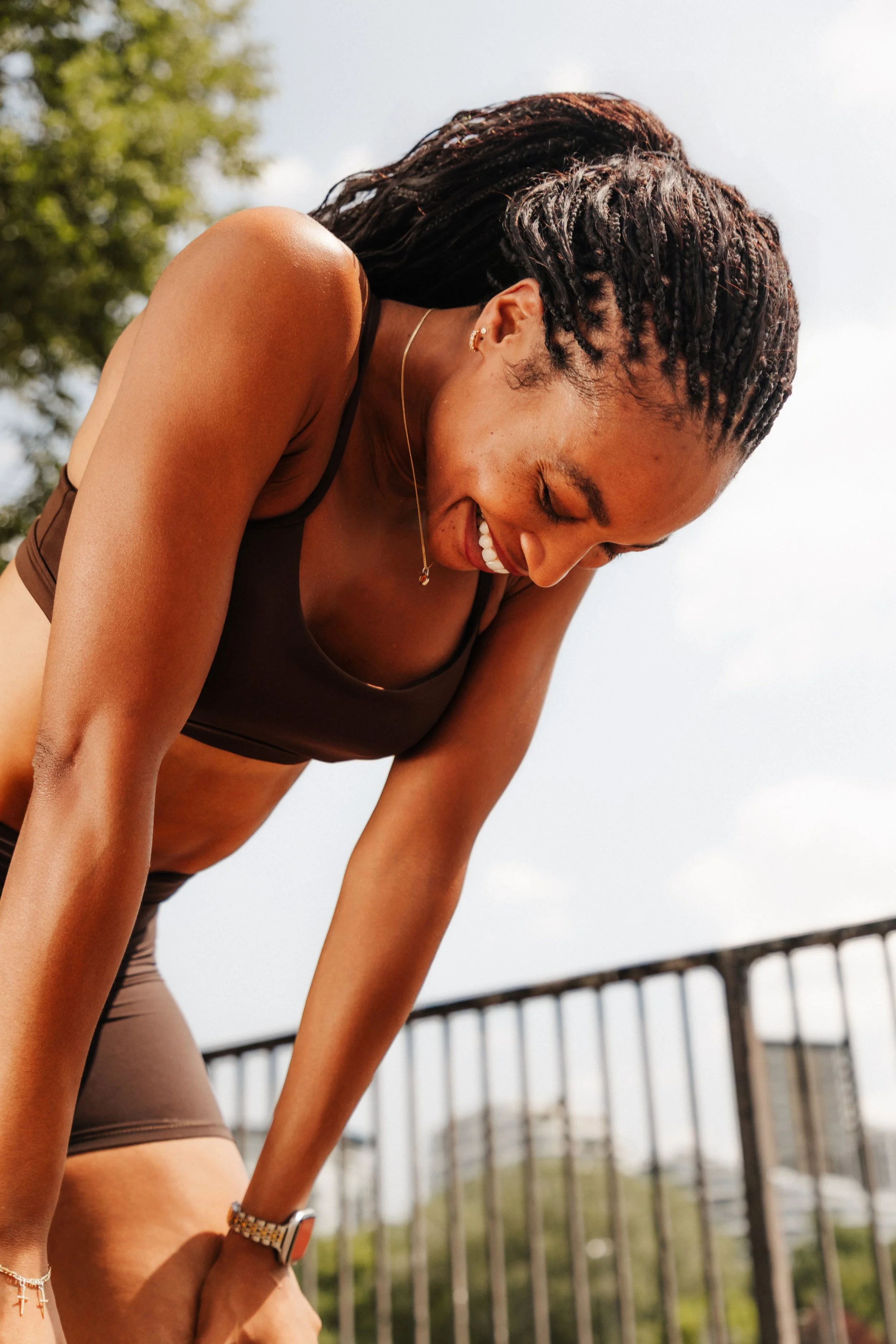 Runner training outdoors