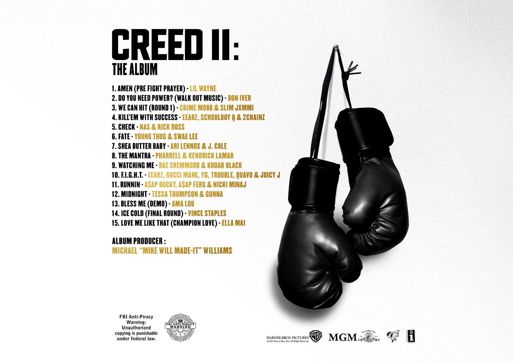Creed II album back cover