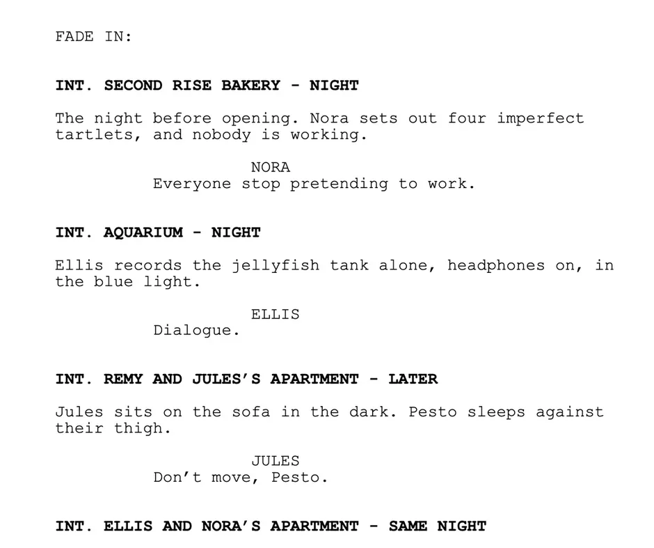 The script draft Quick Craft made from the outline, in a new document