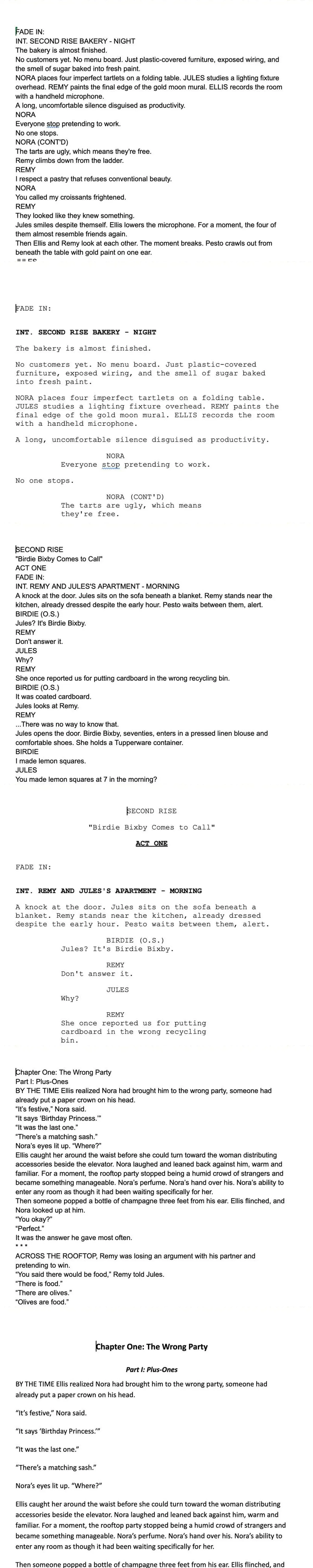 Quick Draft turning plain text into a formatted screenplay page