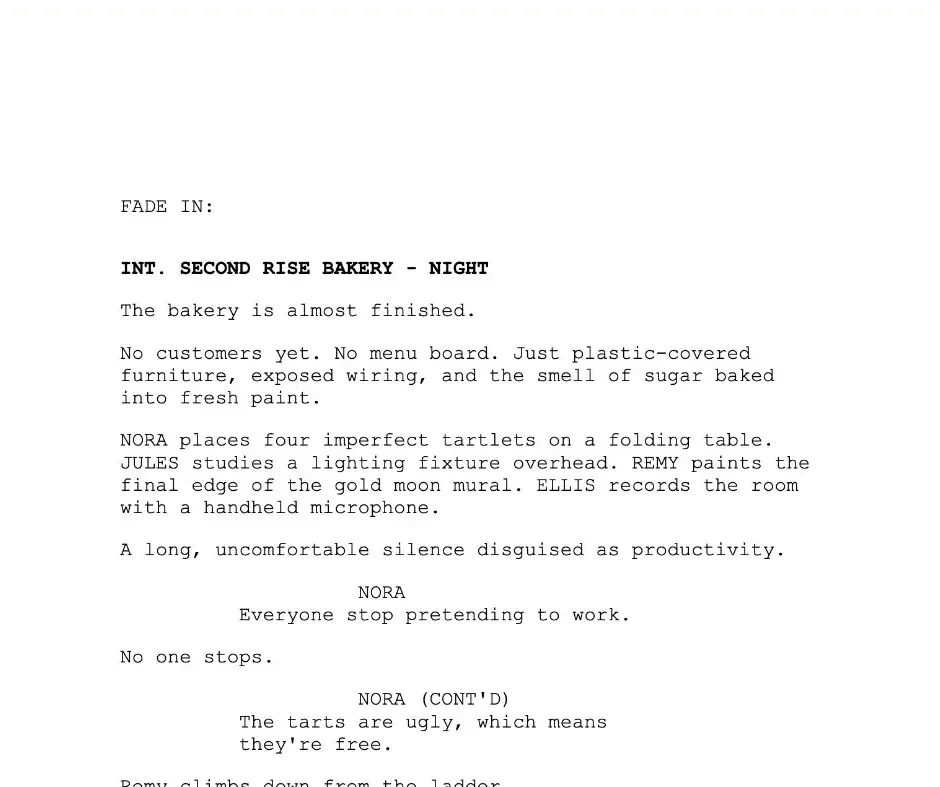 The same screenplay after Quick Draft, fully formatted