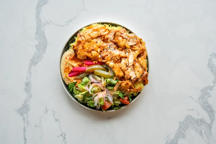 A shawarma plate from Shawarma2Go.