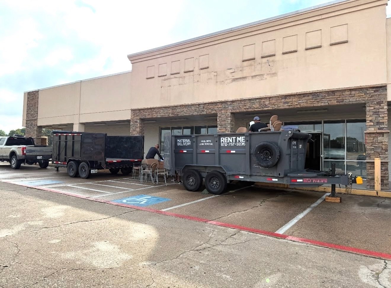 Dump trailer rental dropped at a job site