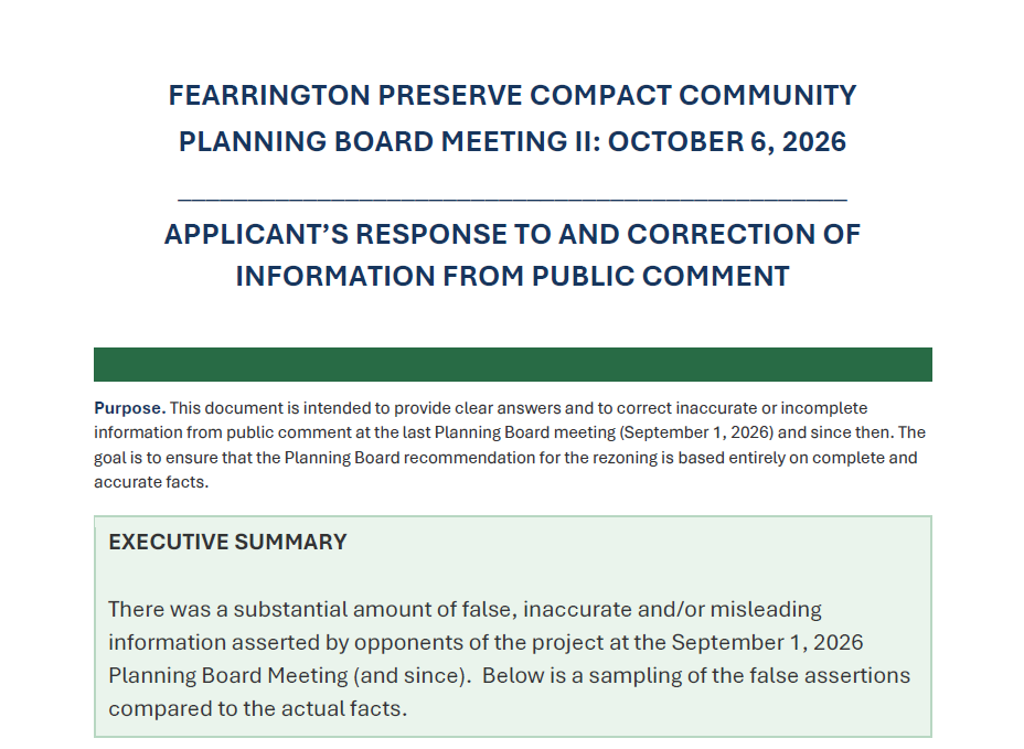 Screenshot of Page 1 of Developer Response to Public Comments