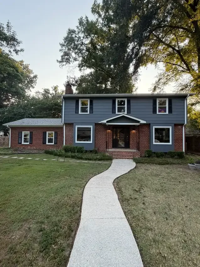 Gray and brick whole-home window project