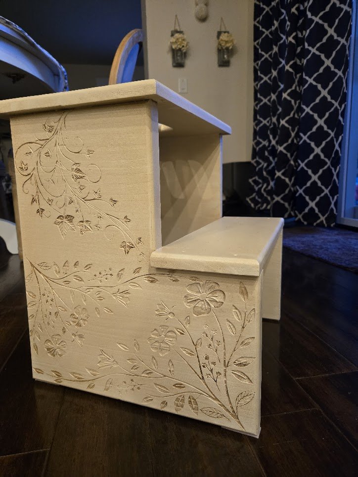 Engraved Wooden Step Stool
