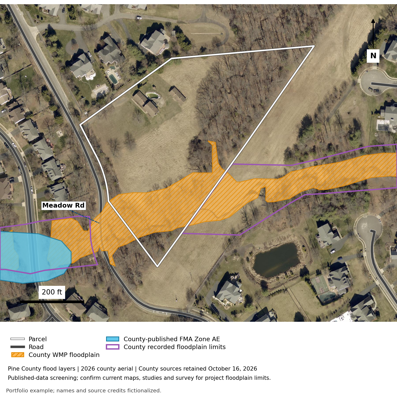 Oak Hollow: County floodplain and flood-map context