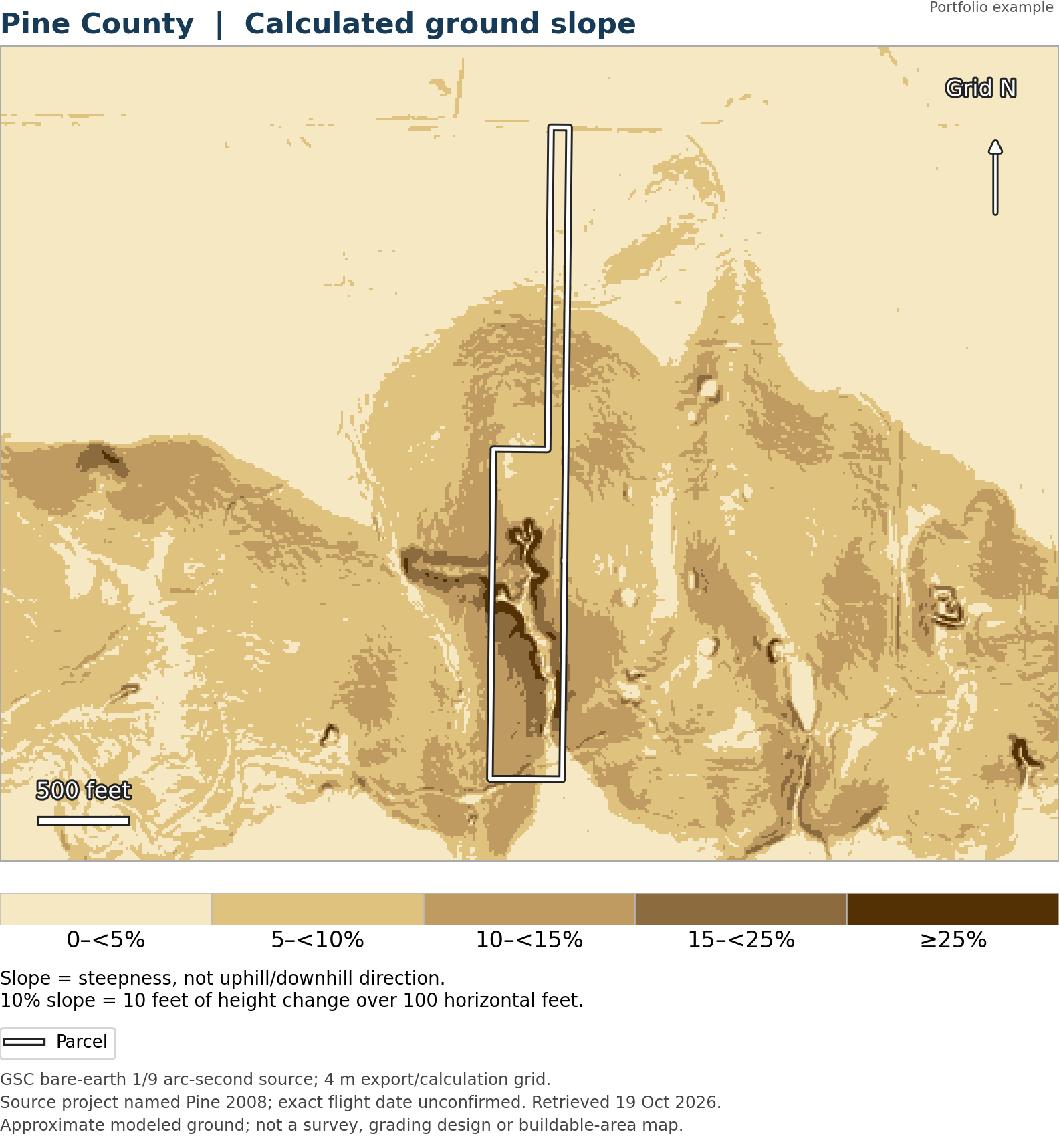 Pine County calculated slope map.