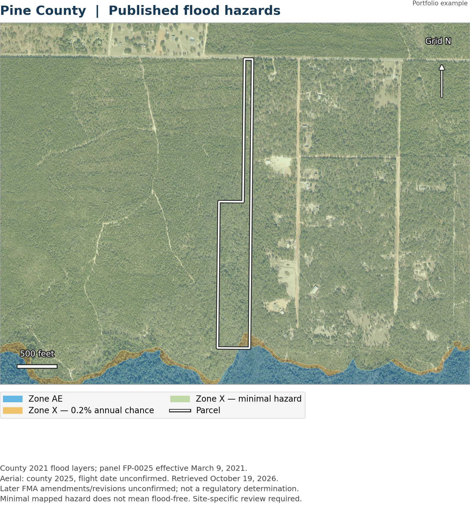 Pine County flood hazard map.