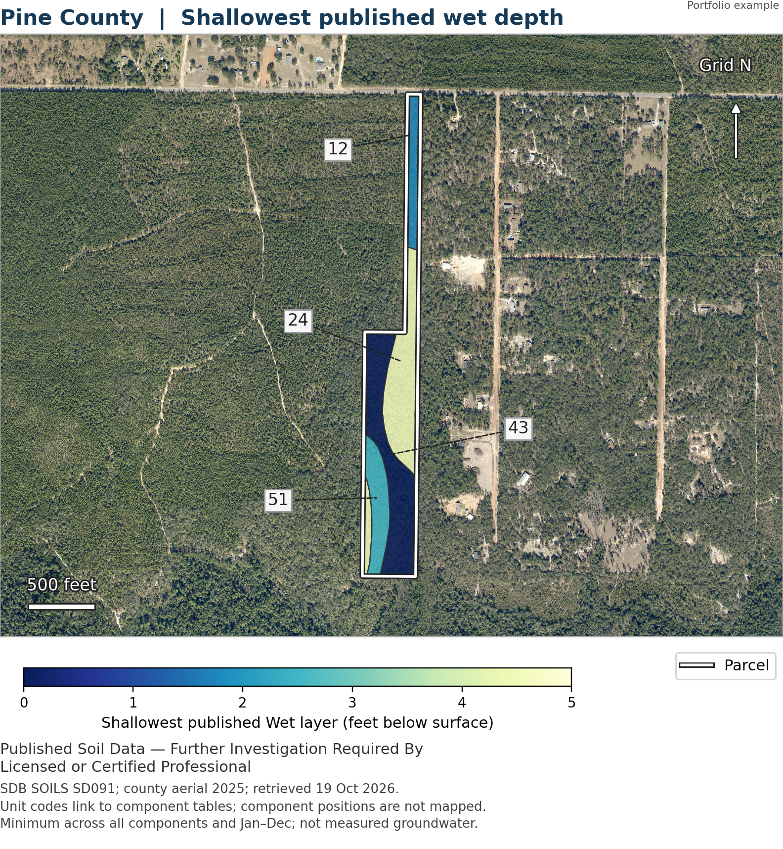 Pine County published depth to water map.
