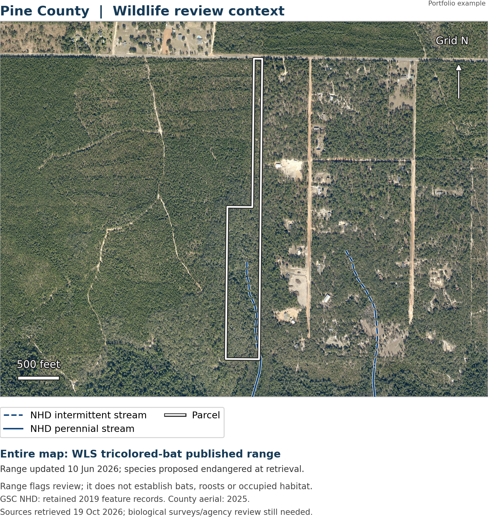 Pine County wildlife and habitat screening map.